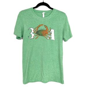 30A Crabby Steve's Crab Graphic Print Green Tee size Small